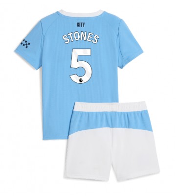 Manchester City John Stones #5 Prima Maglia Bambino 2025-26 Manica Corta (+ Pantaloni corti)
